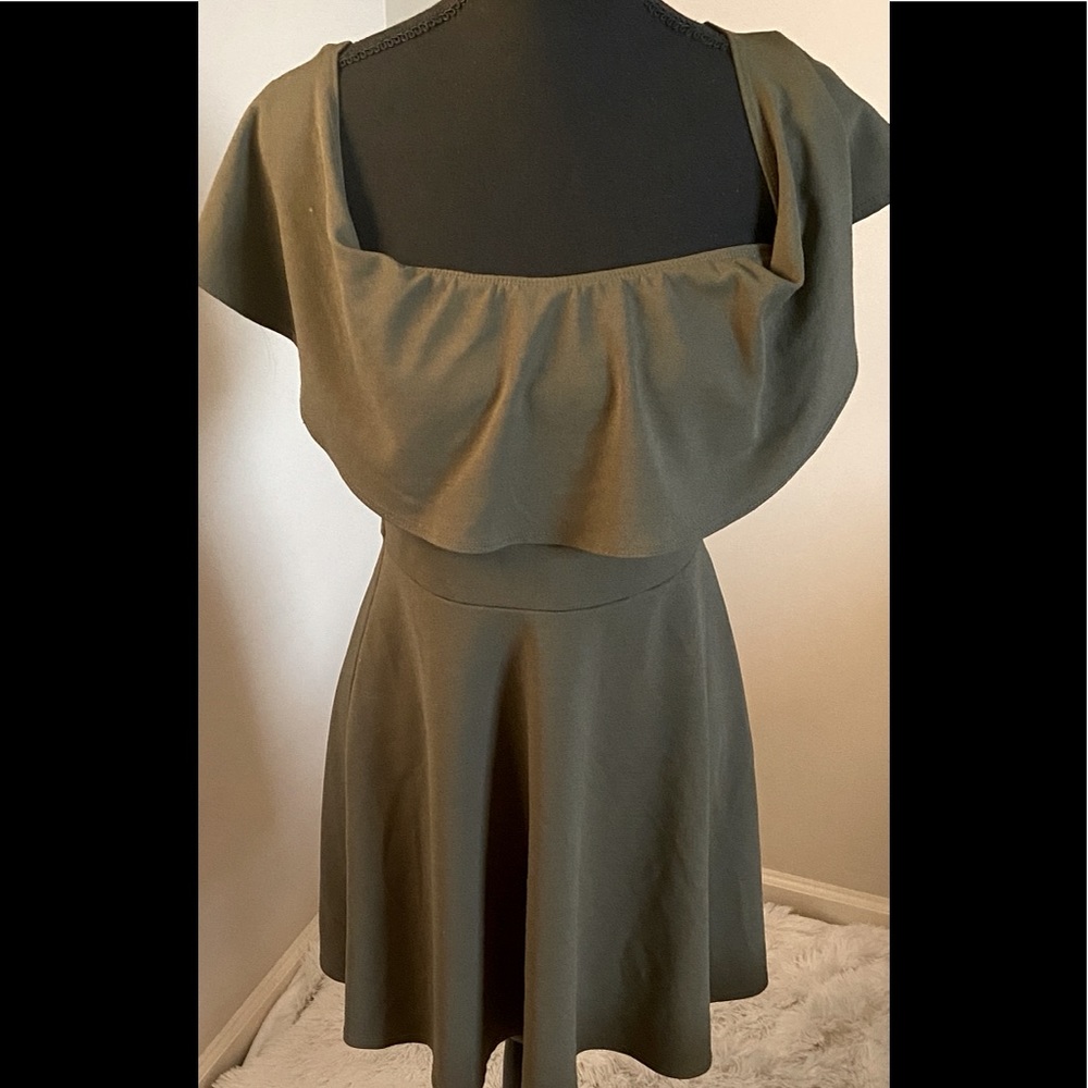 Army green off the shoulder dress